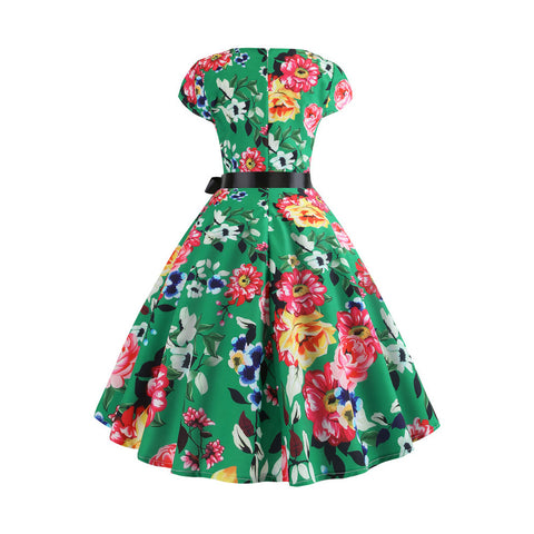 Image of 1950's Floral  Prom Party Cocktail Dress - Itopfox