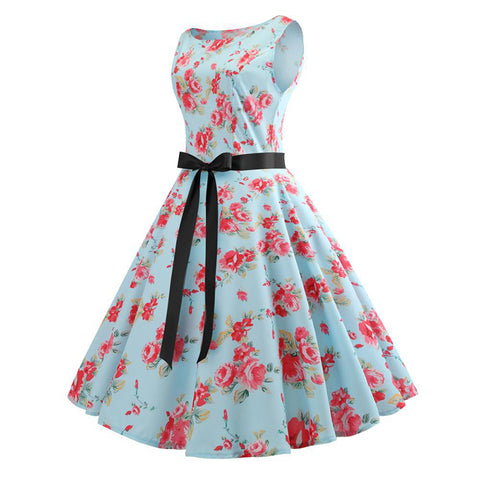 Image of Bowknot Ribbon 50s Tea Party Dress - Itopfox