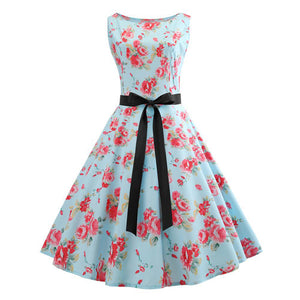 Bowknot Ribbon 50s Tea Party Dress - Itopfox
