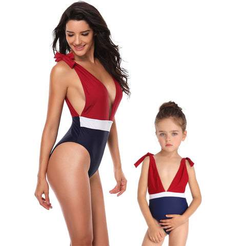 Image of Deep V-Neck One Piece Swimwear - Itopfox