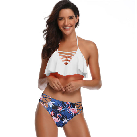 Image of Layered Halter Two Pieces Swimwear - Itopfox