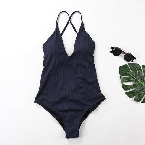 Image of Solid One Piece Bathing Suit - Itopfox