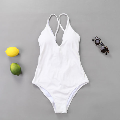 Image of Solid One Piece Bathing Suit - Itopfox