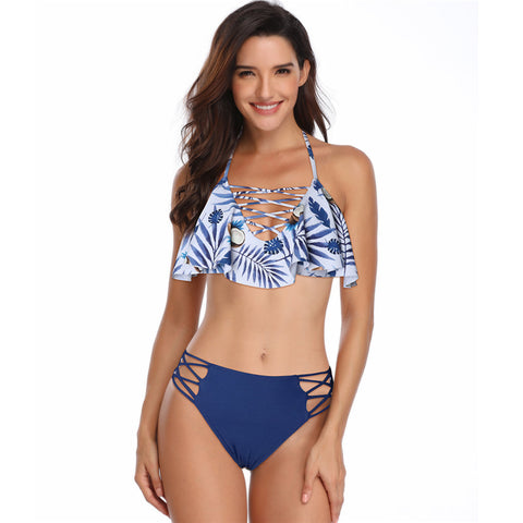 Image of Layered Halter Two Pieces Swimwear - Itopfox