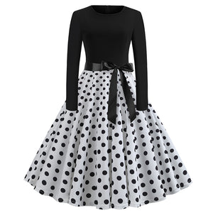 Bowknot Tunic Long Sleeve Hepburn Dress - Itopfox