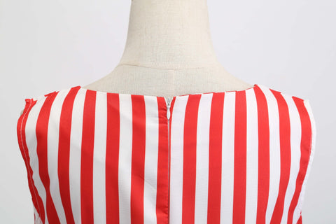 Image of Bowknot Ribbon Striped Hepburn Dress - Itopfox
