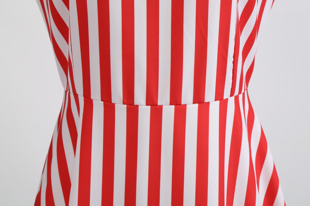 Bowknot Ribbon Striped Hepburn Dress - Itopfox