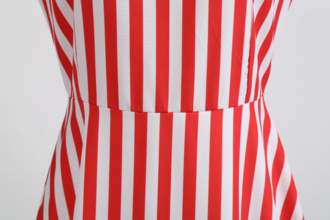 Image of Bowknot Ribbon Striped Hepburn Dress - Itopfox