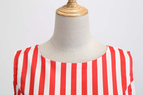 Image of Bowknot Ribbon Striped Hepburn Dress - Itopfox