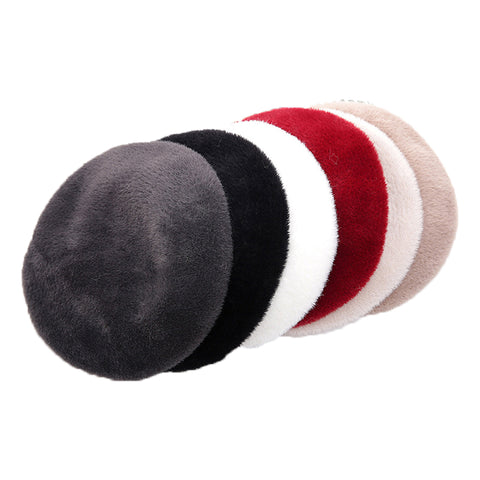 Image of Peaked Beret Hat With Faux Wool - Itopfox