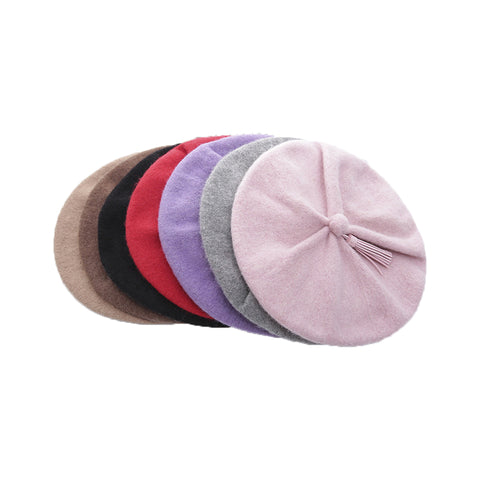 Image of Solid Color Wool Beret Hat - Itopfox