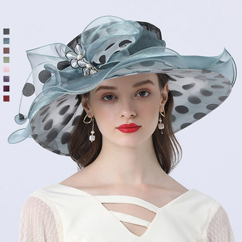 Image of Women's Dots Wide Brim Organza Hat