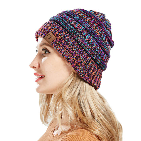 Image of Cable Knit Confetti Chunky Beanie Hat (With CC Label) - Itopfox