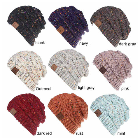 Image of Confetti Ponytail Knit Beanie (With CC Label) - Itopfox
