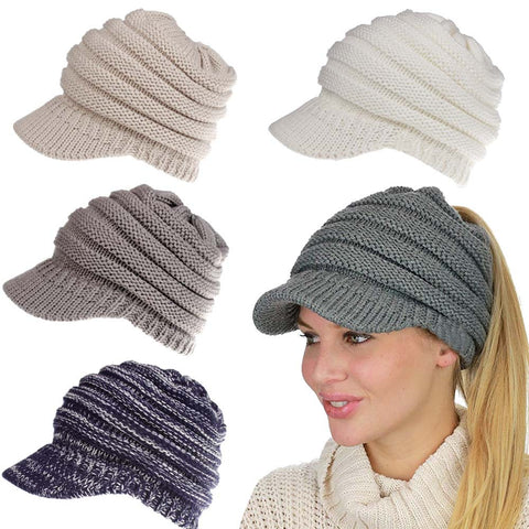 Image of Cable Knit Chunky Skully Beanie Hat - Itopfox