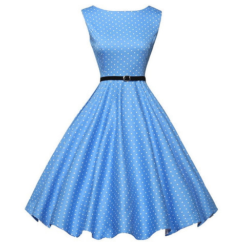 Image of Sleeveless Polka Dots Hepburn Dress - Itopfox