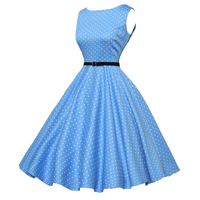 Sleeveless Polka Dots Hepburn Dress - Itopfox