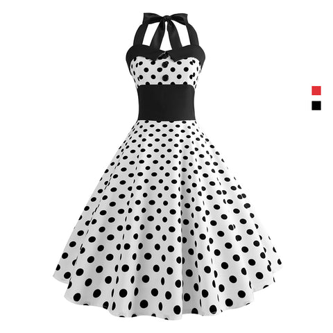 Image of Retro Polka Dots Halter Dress - Itopfox