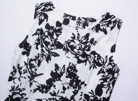 Image of Classic Vintage Floral Hepburn Dress - Itopfox