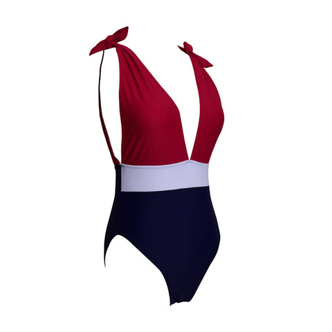 Image of Deep V-Neck One Piece Swimwear - Itopfox