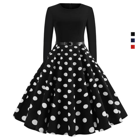 Image of Polka Dots Vintage Dress With Belt - Itopfox