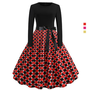 Long Sleeve Vintage Hepburn Dress - Itopfox
