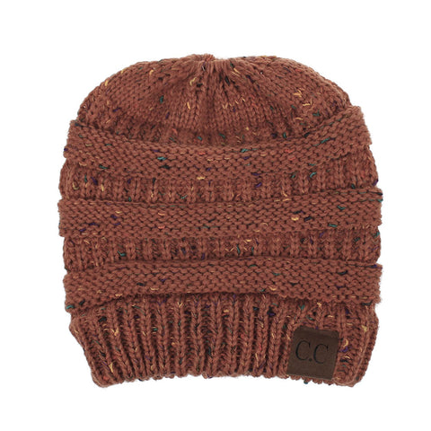 Image of Confetti Ponytail Knit Beanie (With CC Label) - Itopfox