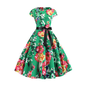 1950's Floral  Prom Party Cocktail Dress - Itopfox