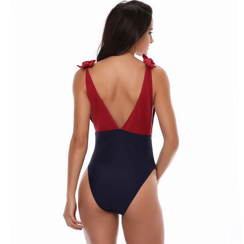 Image of Deep V-Neck One Piece Swimwear - Itopfox