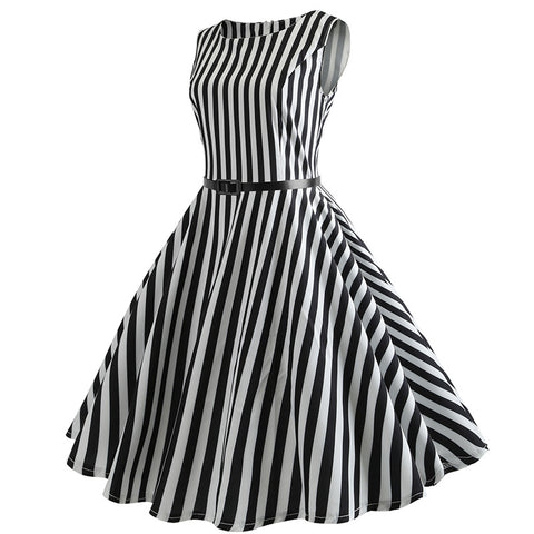 Vertical Stripe 50s Vintage Dress - Itopfox
