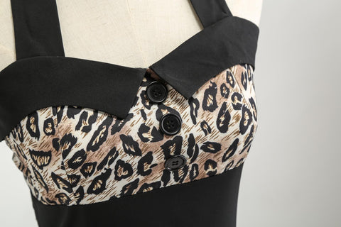 Image of Halter Leopard 50s Retro Dress - Itopfox
