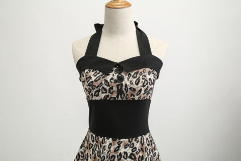 Image of Halter Leopard 50s Retro Dress - Itopfox