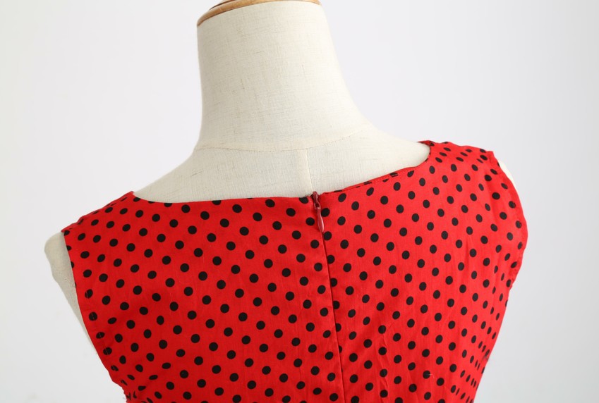Sleeveless Polka Dots Hepburn Dress - Itopfox
