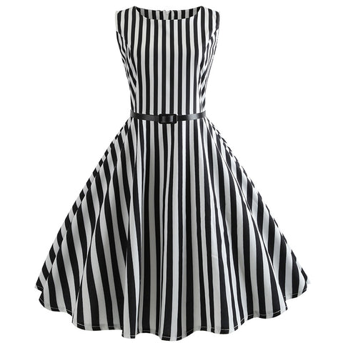Image of Vertical Stripe 50s Vintage Dress - Itopfox