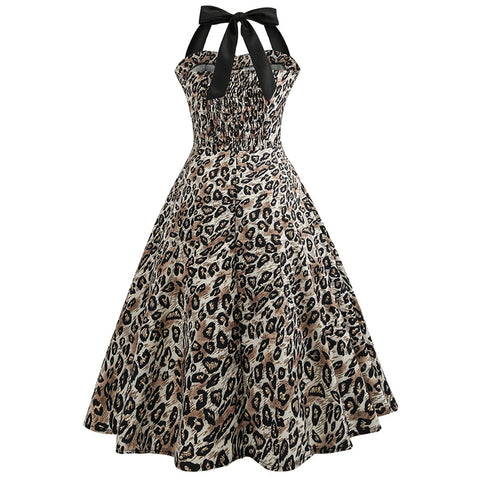 Image of Halter Leopard 50s Retro Dress - Itopfox