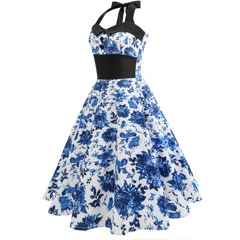 Image of Halter Vintage Hepburn 50s Dress - Itopfox
