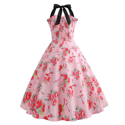 Image of Halter Retro 50s Hepburn Dress - Itopfox