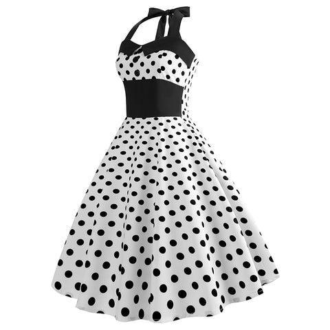 Image of Retro Polka Dots Halter Dress - Itopfox
