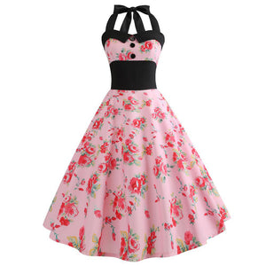 Halter Retro 50s Hepburn Dress - Itopfox