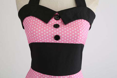 Image of Halter 50s Hepburn Polka Dots Dress - Itopfox