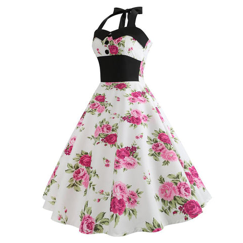 Image of Halter Vintage Floral Dress - Itopfox