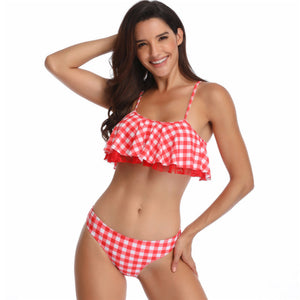 Grid Two Pieces Tankini Swimwear - Itopfox