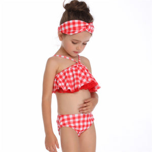 Grid Layered Halter Swimwear - Itopfox
