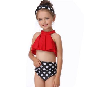 Red Halter Two Piece Swimwear - Itopfox
