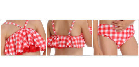 Image of Grid Layered Halter Swimwear - Itopfox