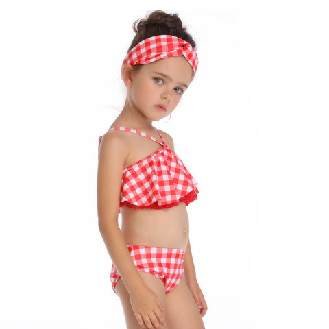 Image of Grid Layered Halter Swimwear - Itopfox