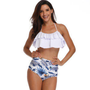 Ruffled High Waisted Bikini Set - Itopfox
