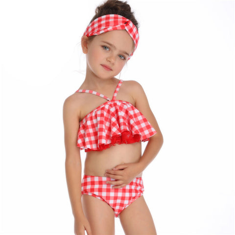 Image of Grid Layered Halter Swimwear - Itopfox