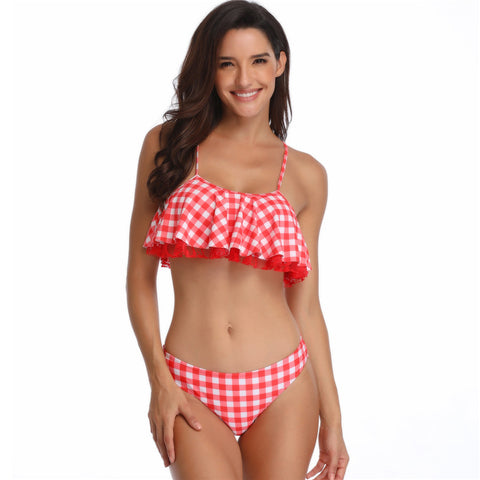 Image of Grid Two Pieces Tankini Swimwear - Itopfox