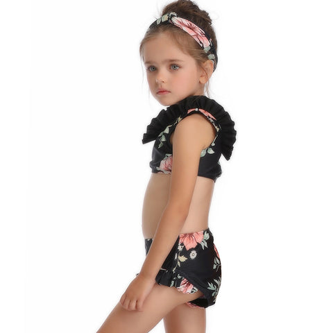 Image of Lace Falbala Floral Two Piece - Itopfox